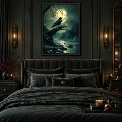 Raven Under the Moonlight Forest Wall Art 5