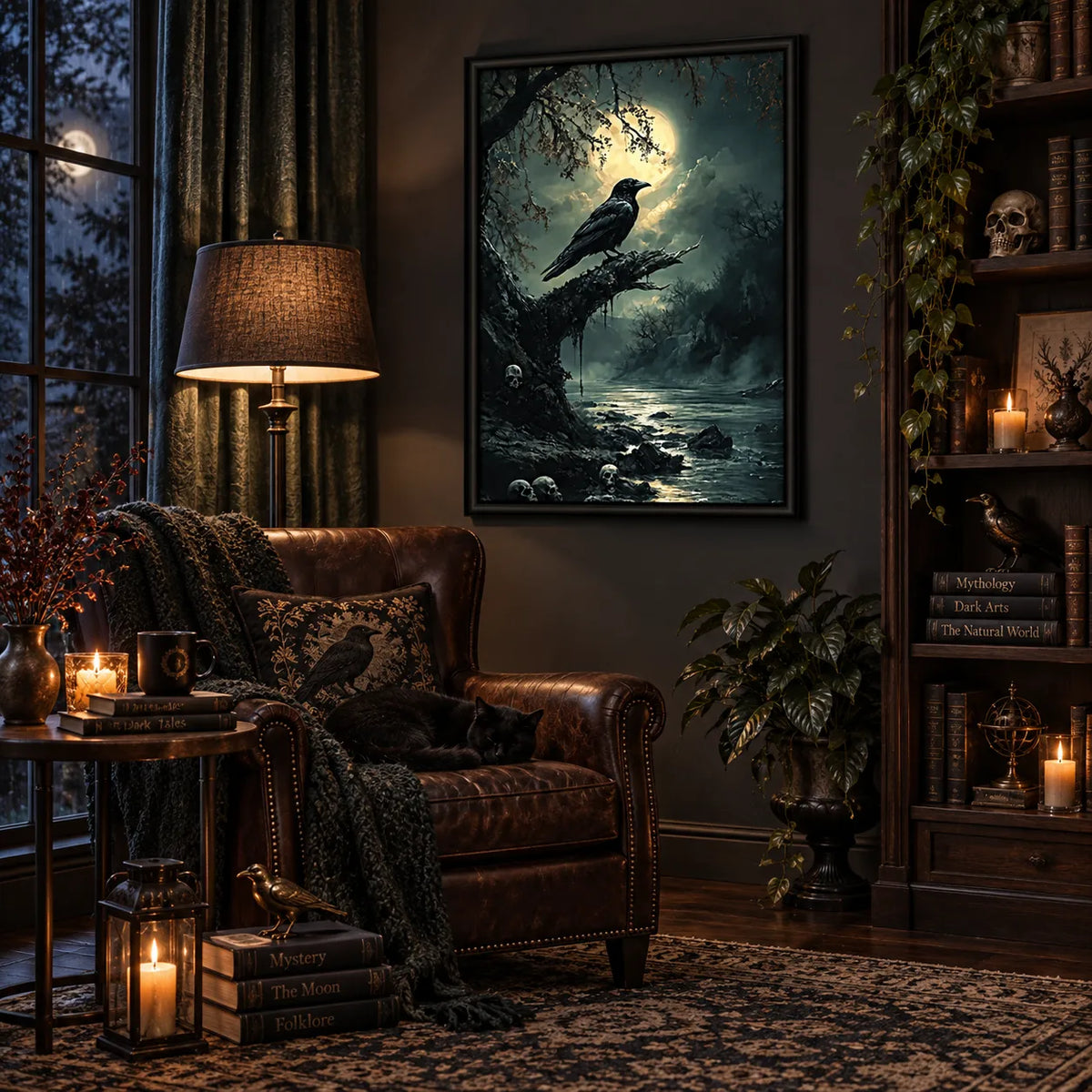 Raven Under the Moonlight Forest Wall Art 6