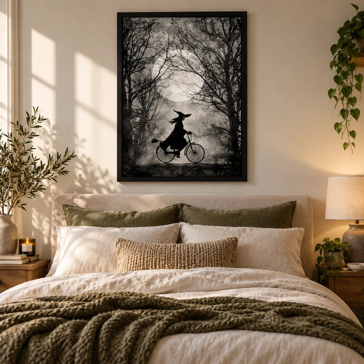 Witch Riding Bicycle Under Moonlight Wall Art 5