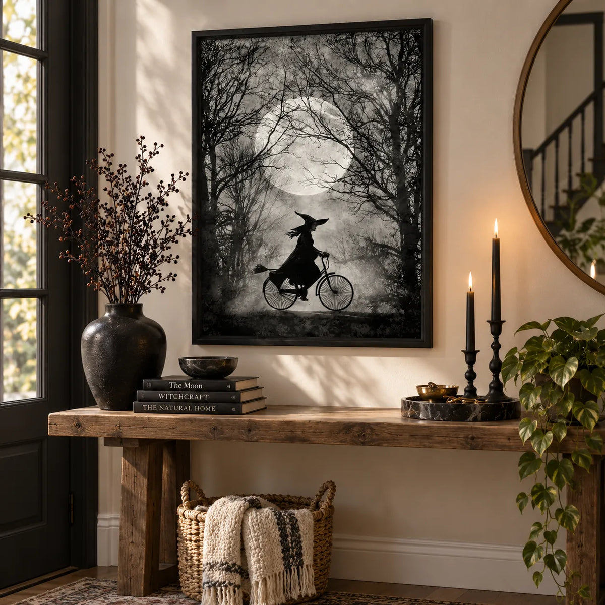 Witch Riding Bicycle Under Moonlight Wall Art 6