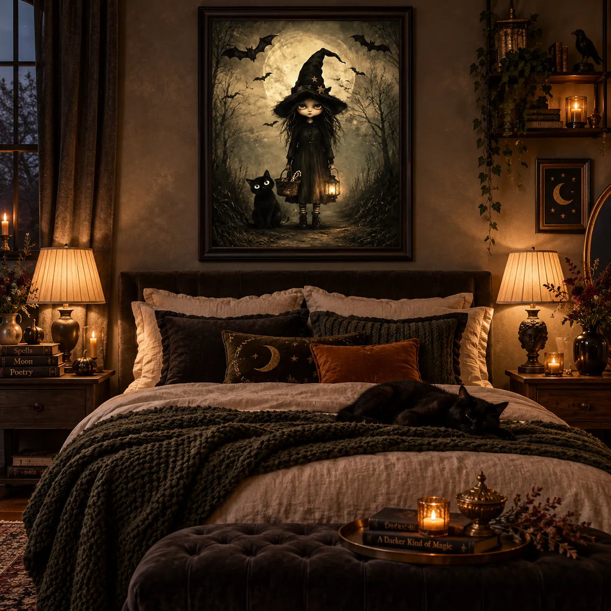 Little Witch and Black Cat Moonlight Wall Art 6