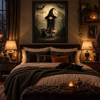 Little Witch and Black Cat Moonlight Wall Art 6