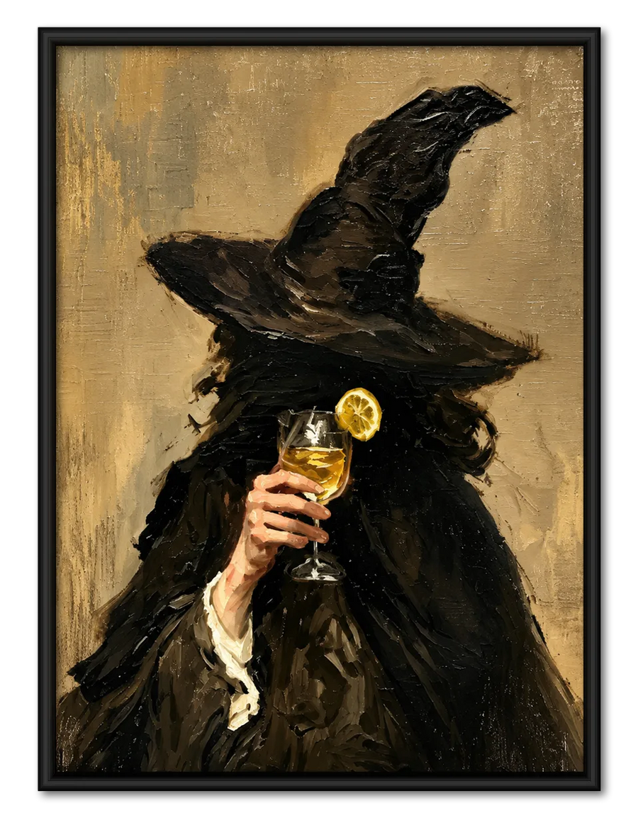 Witch Holding Cocktail Dark Fantasy Wall Art