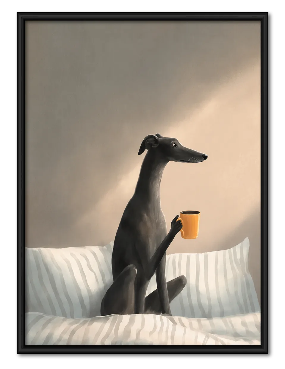Greyhound Morning Coffee Bedtime Wall Art 1