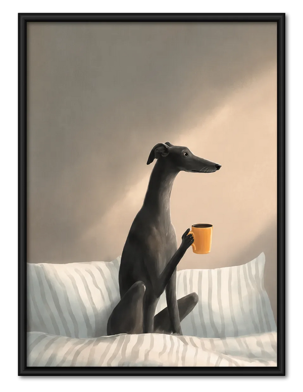Greyhound Morning Coffee Bedtime Wall Art
