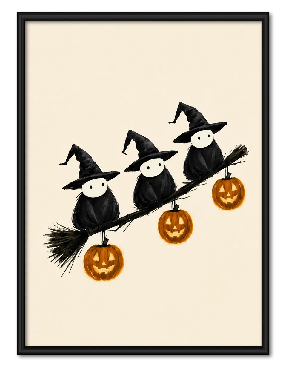 Three Witch Crows Halloween Wall Art 1
