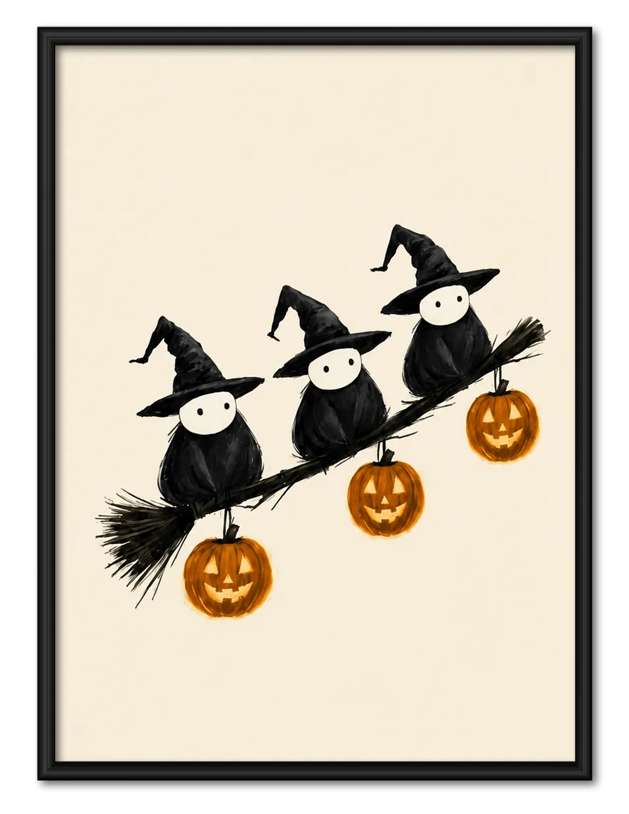 Three Witch Crows Halloween Wall Art
