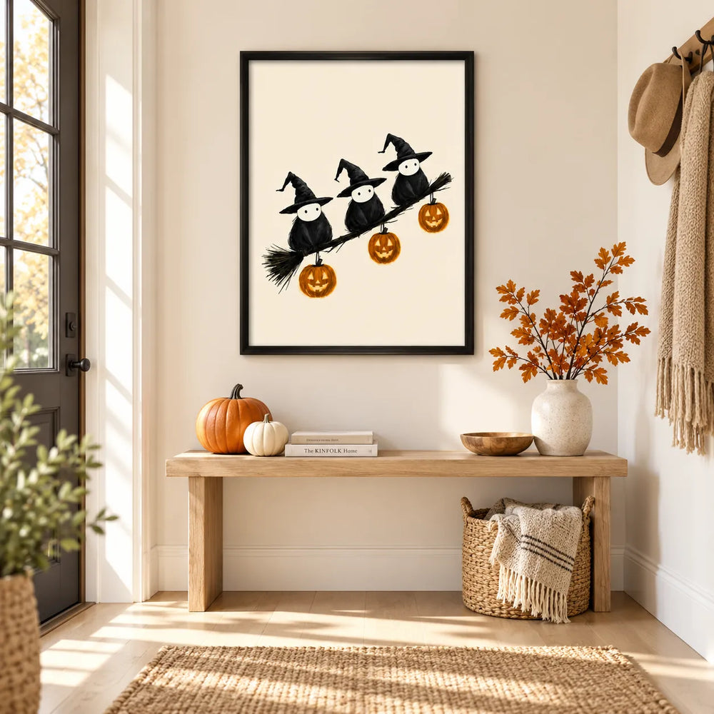 Three Witch Crows Halloween Wall Art 2