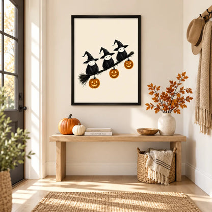 Three Witch Crows Halloween Wall Art 2