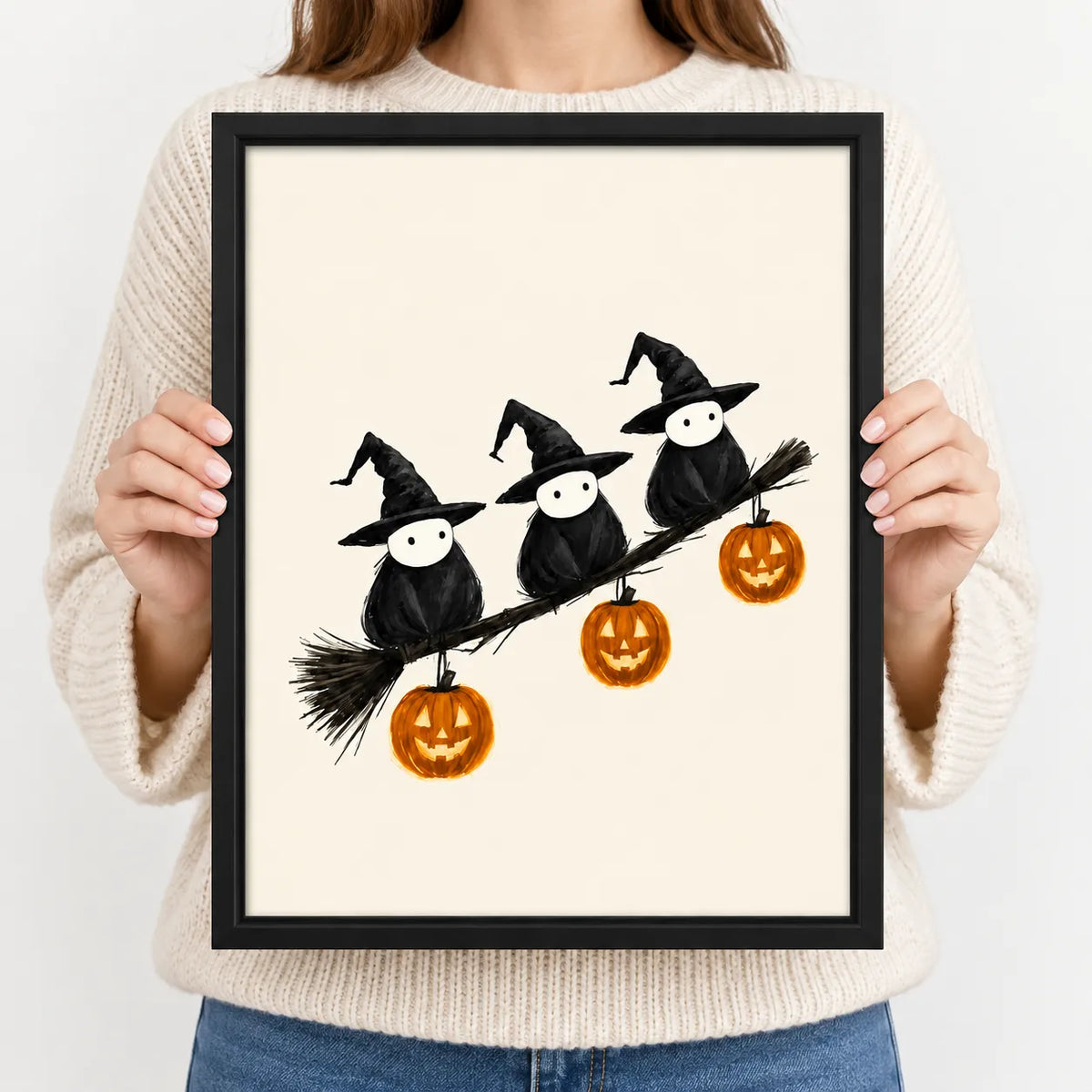 Three Witch Crows Halloween Wall Art 3