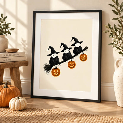 Three Witch Crows Halloween Wall Art 4