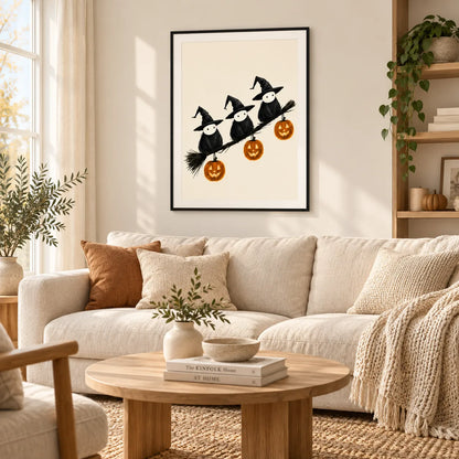 Three Witch Crows Halloween Wall Art 6