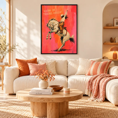 Cowboy Riding Horse Hang In There Wall Art 2