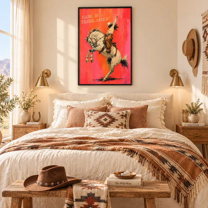 Cowboy Riding Horse Hang In There Wall Art 5