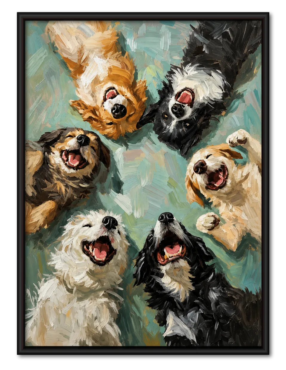 Happy Dogs Looking Up Together Wall Art 1