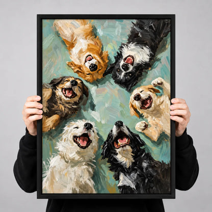 Happy Dogs Looking Up Together Wall Art 3