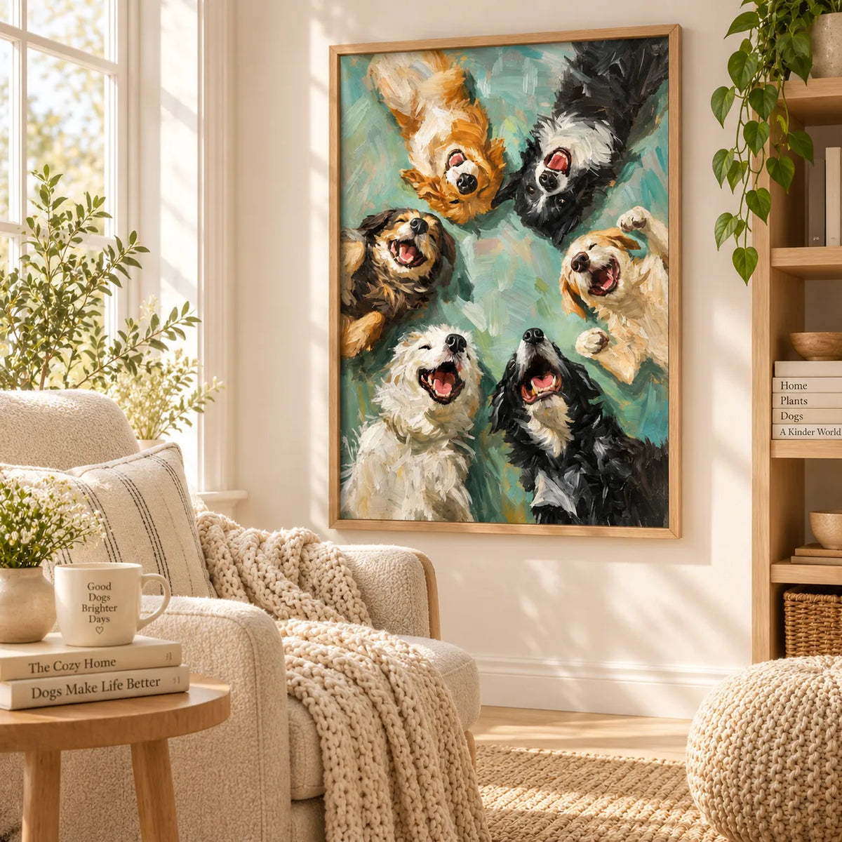 Happy Dogs Looking Up Together Wall Art 5
