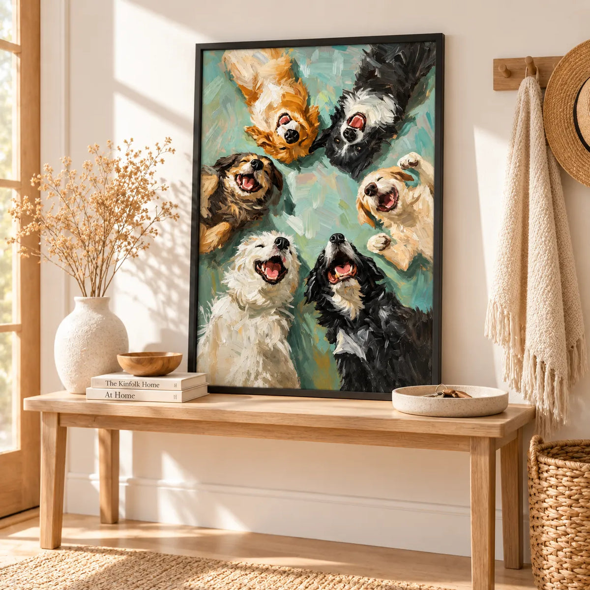 Happy Dogs Looking Up Together Wall Art 6