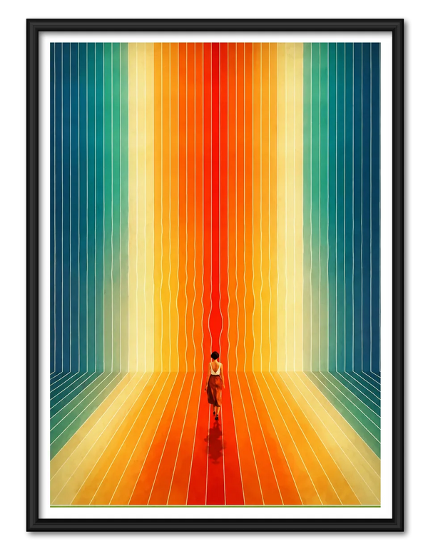 Walking Through Colorful Light Tunnel Wall Art
