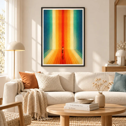 Walking Through Colorful Light Tunnel Wall Art 2