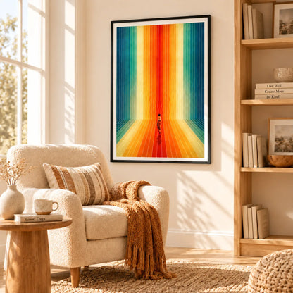 Walking Through Colorful Light Tunnel Wall Art 3