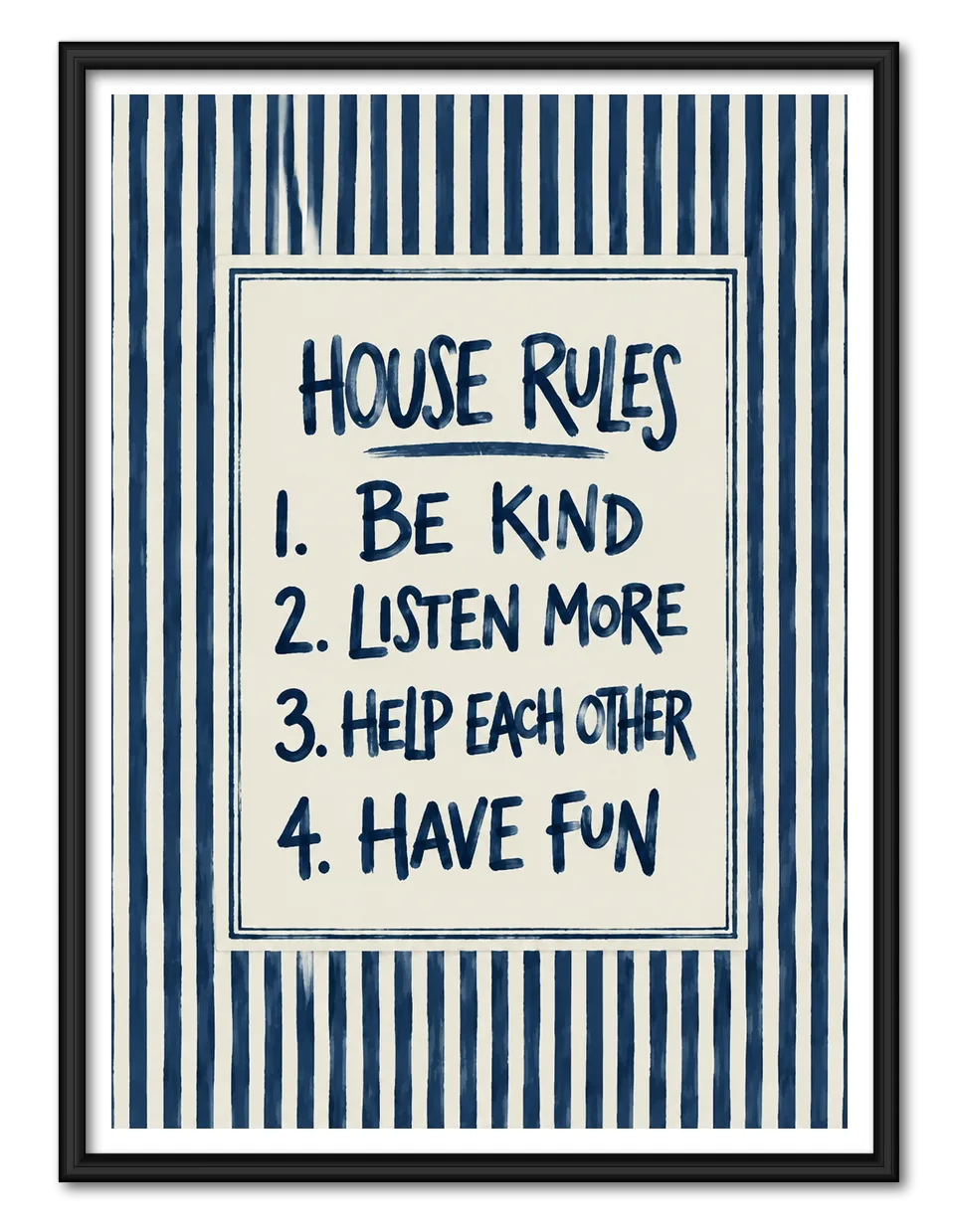 House Rules Family Typography Wall Art 1