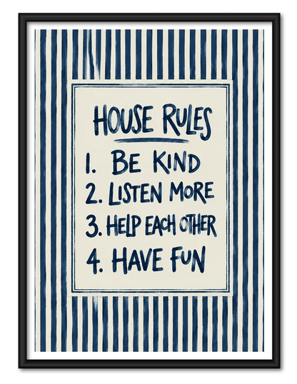 House Rules Family Typography Wall Art 1
