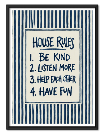 House Rules Family Typography Wall Art