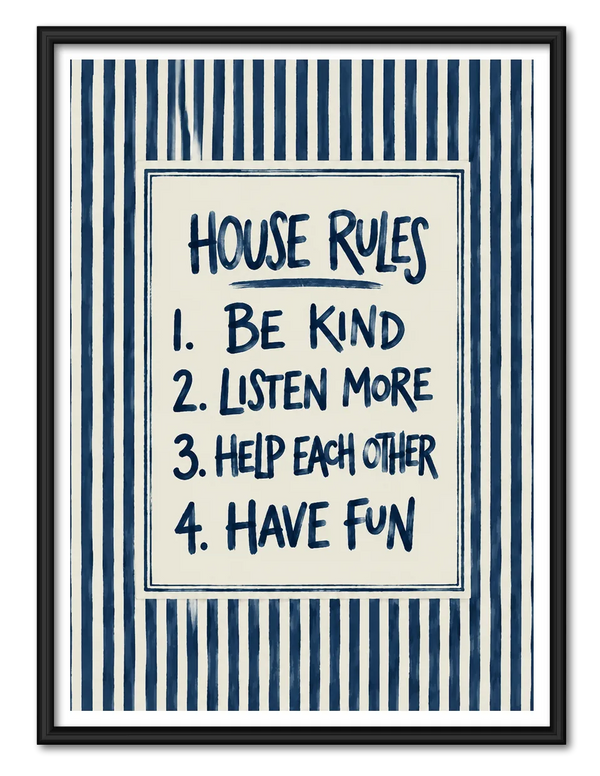 House Rules Family Typography Wall Art