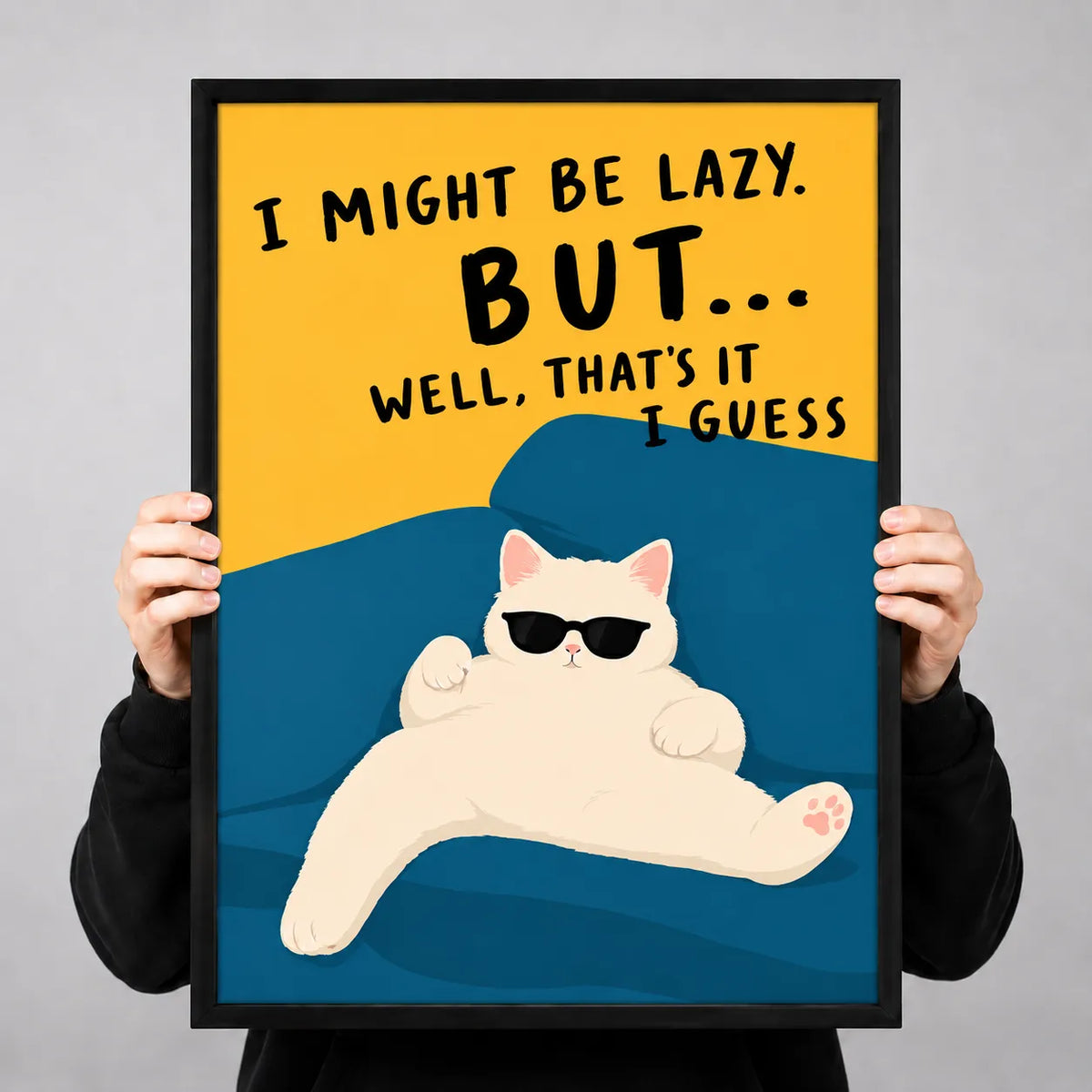 Lazy Cat Funny Quote Wall Art 3