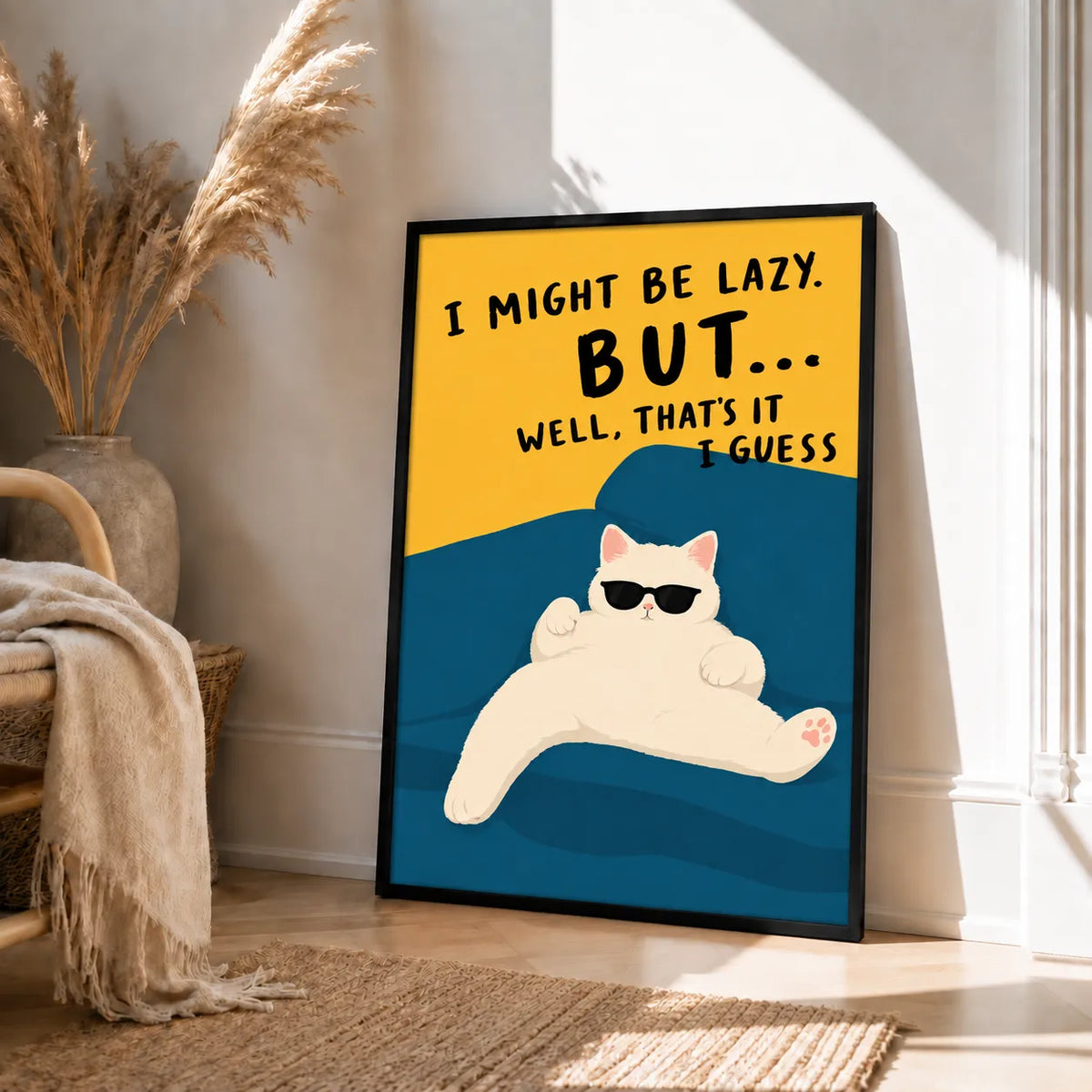 Lazy Cat Funny Quote Wall Art 4