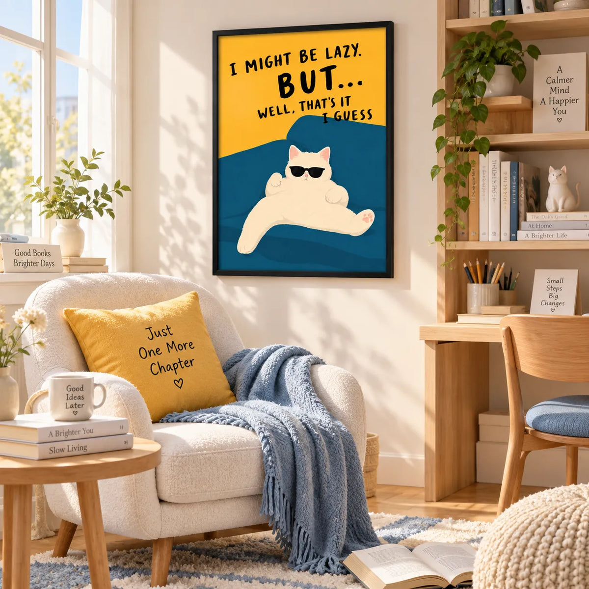 Lazy Cat Funny Quote Wall Art 5