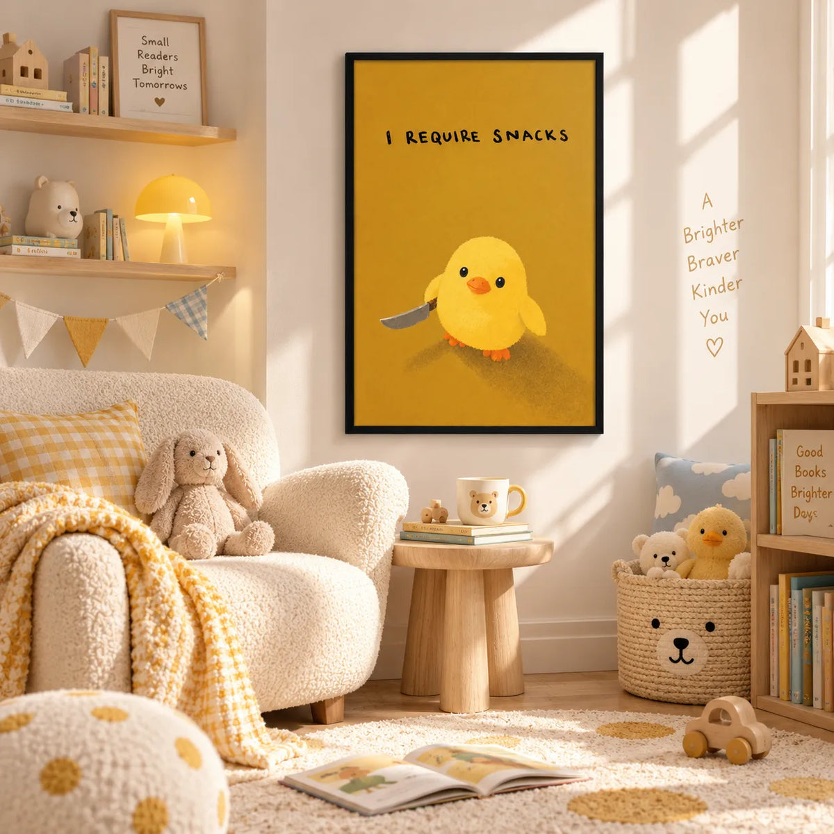 Chick Needs Snacks Funny Quote Wall Art 2