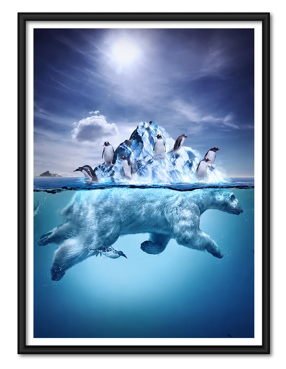 Polar Bear and Penguins Arctic Ocean Wall Art 1