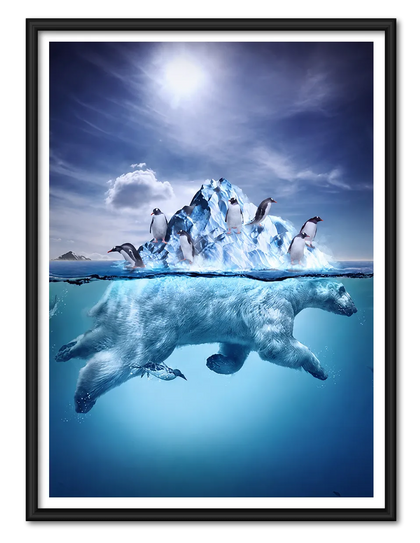 Polar Bear and Penguins Arctic Ocean Wall Art