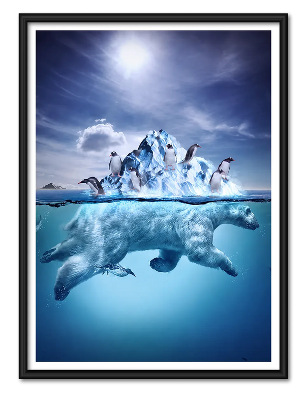 Polar Bear and Penguins Arctic Ocean Wall Art
