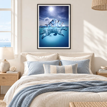 Polar Bear and Penguins Arctic Ocean Wall Art 3