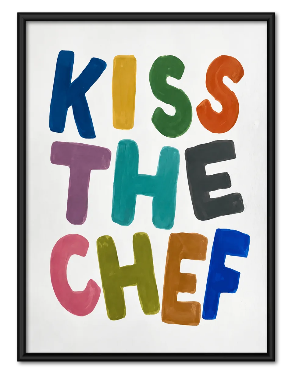 Kiss The Chef Colorful Typography Wall Art 1