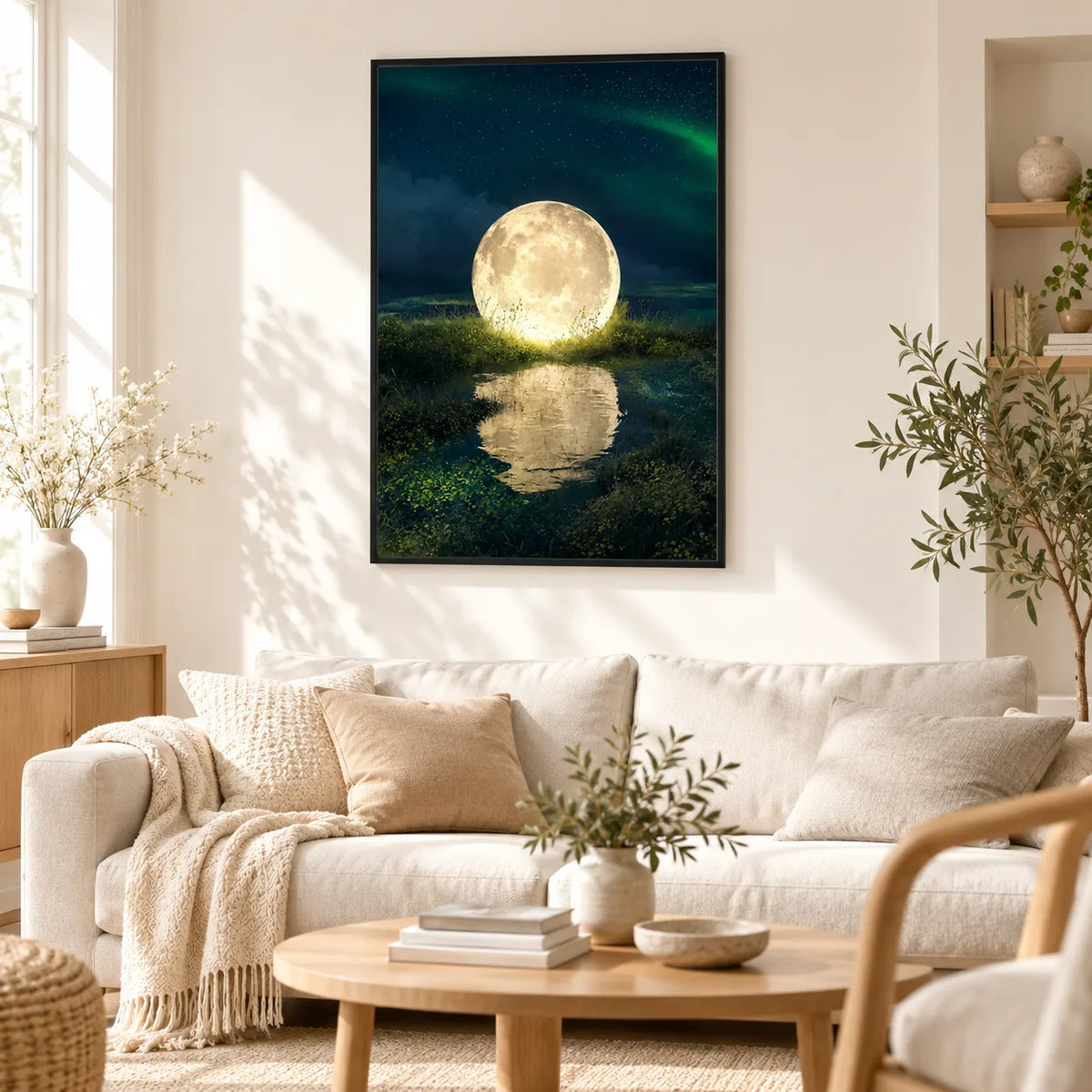 Giant Moon Reflection Night Landscape Wall Art 5