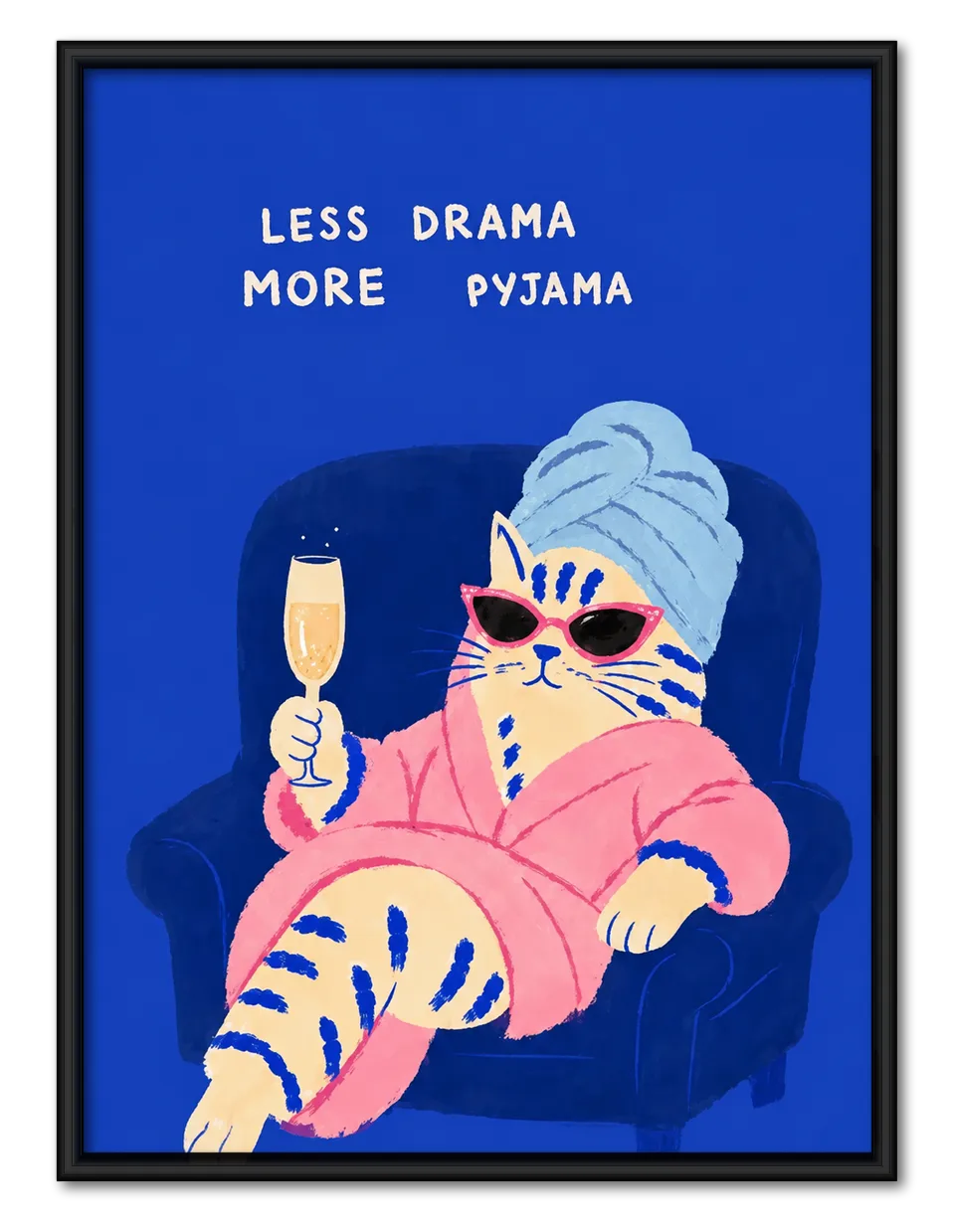 Less Drama More Pyjama Cat Wall Art 1