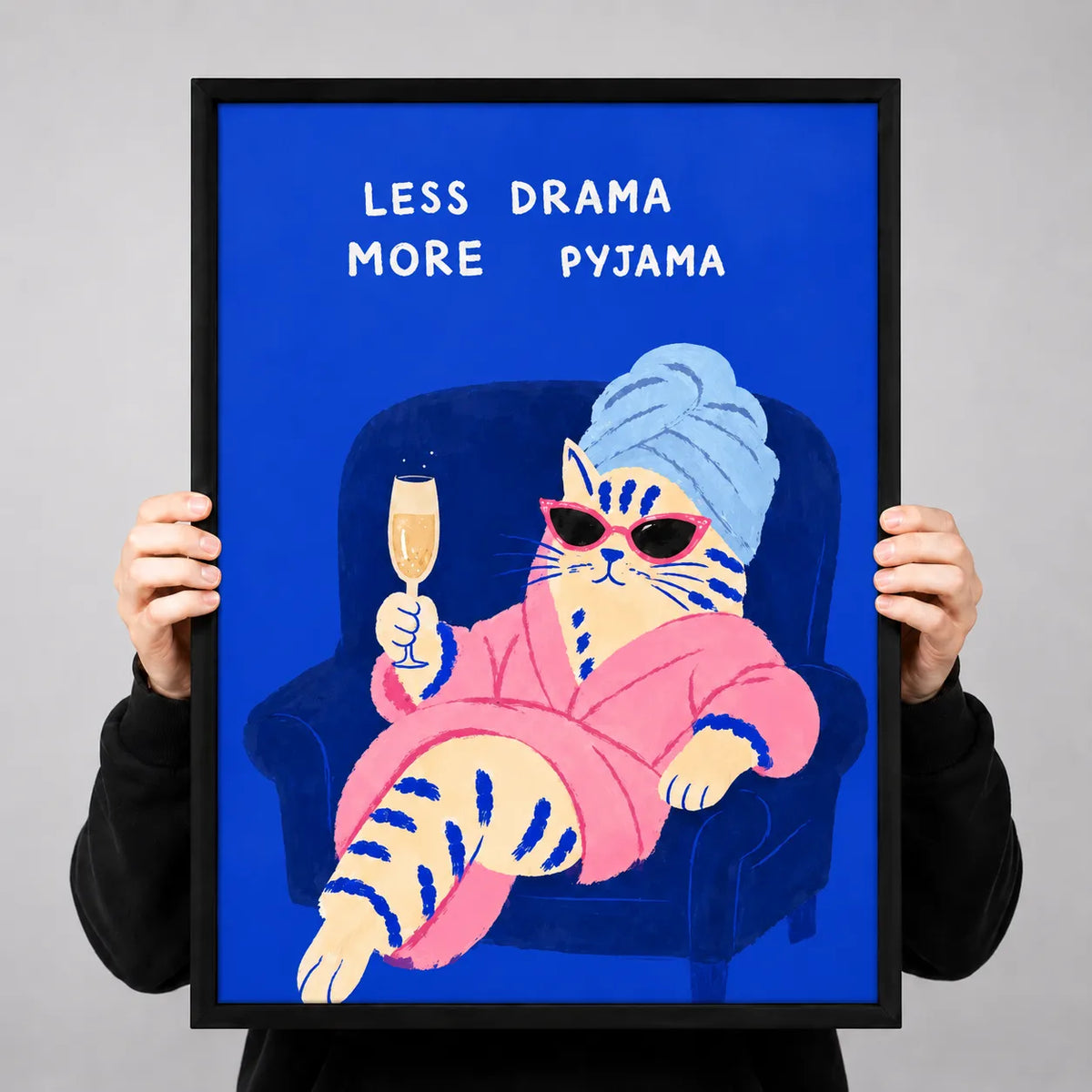 Less Drama More Pyjama Cat Wall Art 3