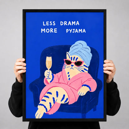Less Drama More Pyjama Cat Wall Art 3
