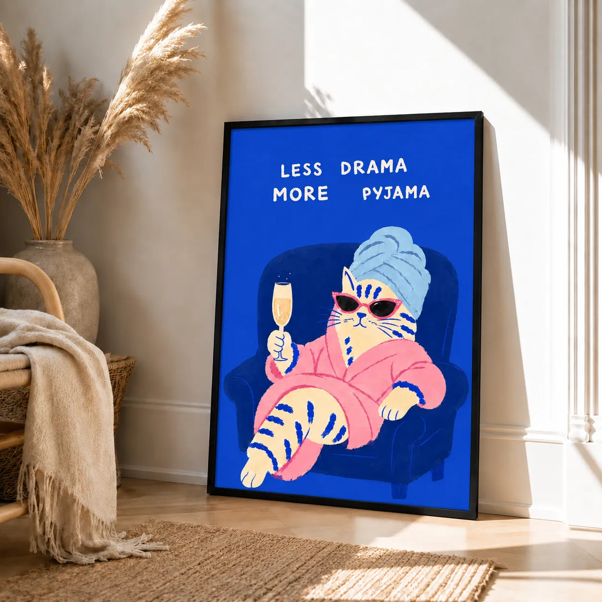 Less Drama More Pyjama Cat Wall Art 4