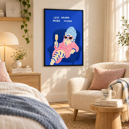Less Drama More Pyjama Cat Wall Art 5