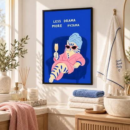 Less Drama More Pyjama Cat Wall Art 6