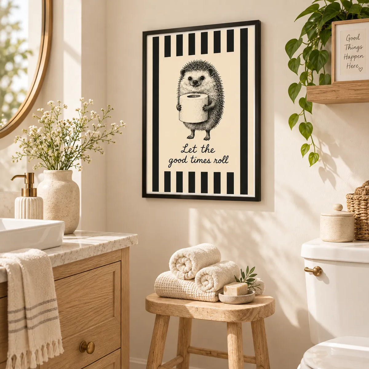 Hedgehog Toilet Paper Good Times Wall Art 2