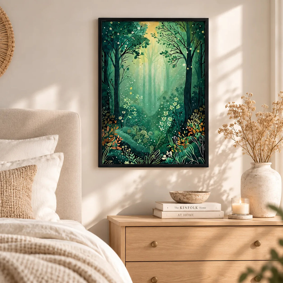 Enchanted Green Forest Illustration Wall Art 4