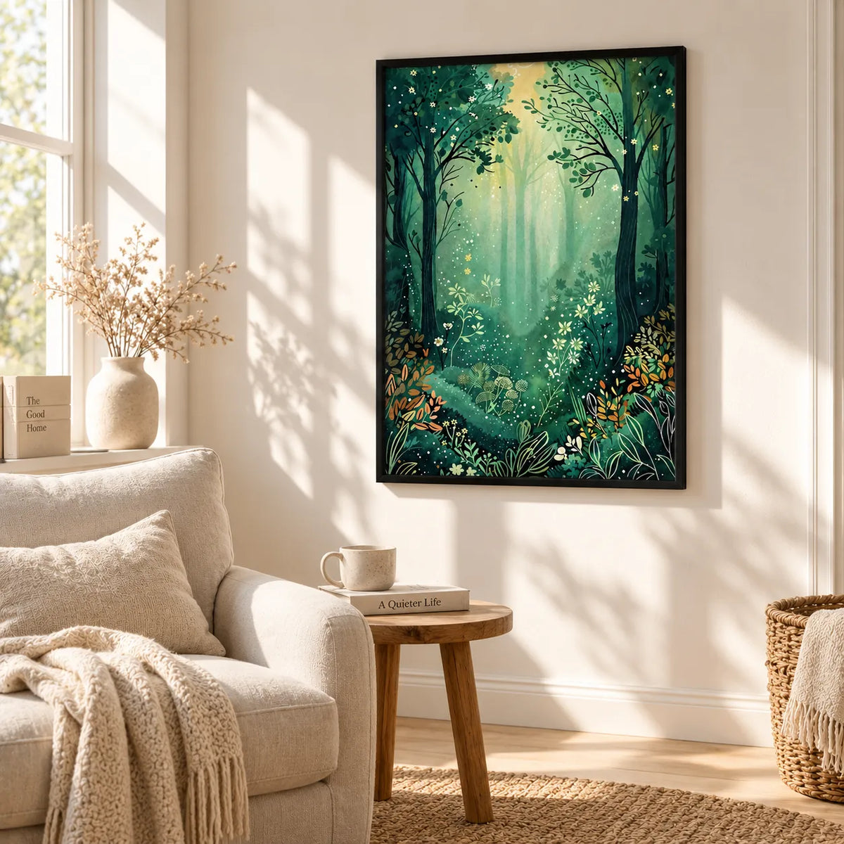 Enchanted Green Forest Illustration Wall Art 6