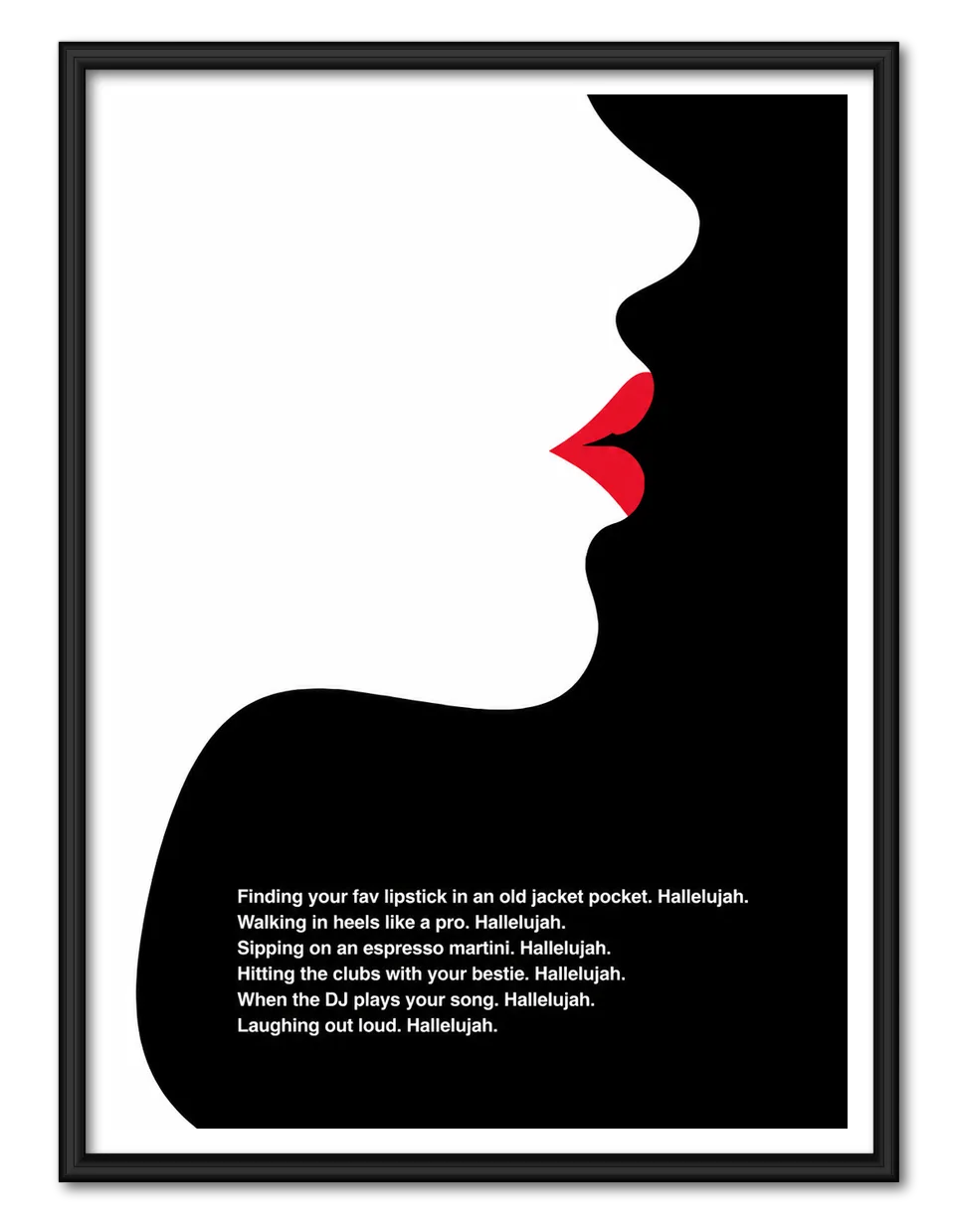 Lipstick Silhouette Hallelujah Quote Wall Art 1