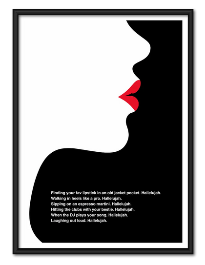 Lipstick Silhouette Hallelujah Quote Wall Art